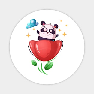 Panda with Flower Magnet